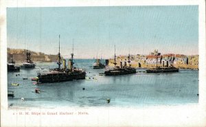 Malta H.M. Ships in Grand Harbour Malta 05.73