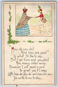 1919 Two Women How Do You Do Poem Cleveland Ohio OH Antique Postcard