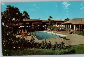 Pool at Maui Palms Resort Overlooking Kahului Bay Hawaii Postcard Posted 1959