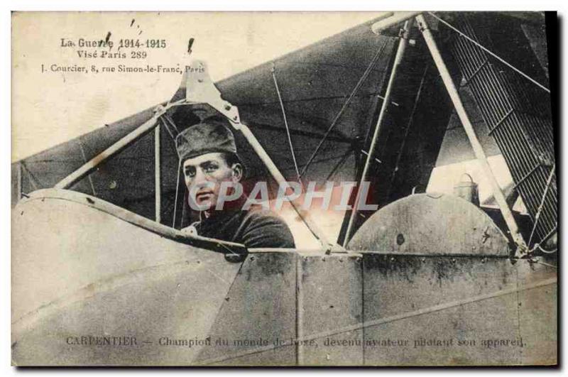 Old Postcard Jet Aviation Carpentier aviator boxing world champion driving hi...