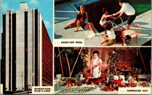 Postcard Maine Portland Sheraton-Eastland Motor Hotel Swimming Pool 1965 V181