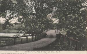 Red Bridge on Lover's Lane - Le Roy NY, New York - pm 1909 - DB