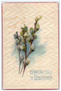 1909 Easter Greetings Pipe Berry Embossed Hayfield Minnesota MN Antique Postcard