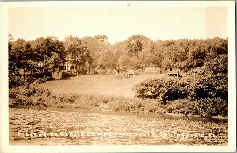 RPPC Gibson's Vershire Camps from Connecticut River Springfield VT Postcard X26