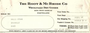 1936 THE ROOT & McBRIDE CO CLEVELAND OHIO DRY GOODS BILLHEAD INVOICE Z519