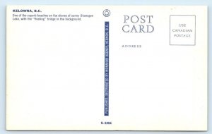 KELOWNA Beach - Bridge B.C. CANADA Postcard