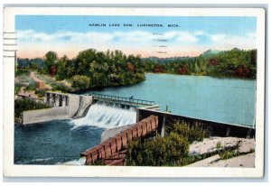 1936 View Of Hamlin Lake Dam Ludington Michigan MI Posted Vintage Postcard