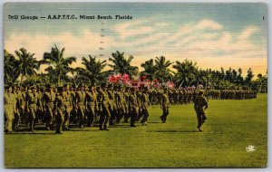 Vtg Miami Beach Florida FL Drills Groups A.A.F.T.T.C. Army Air Force Postcard