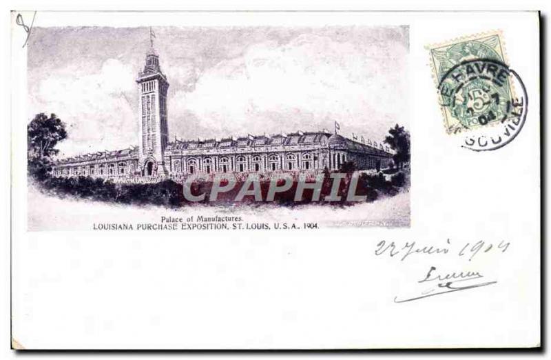 Postcard Old Palace Of Manufactures St. Louis in 1904