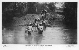 US5399 crossing a flooded khor kordofan  types folklore real photo sudan africa