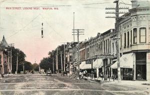 c1910 Printed Postcard; Main Street Scene, Waupun WI Fond du Lac County Posted