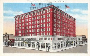 WATERLOO, Iowa IA   HOTEL RUSSELL-LAMSON & Street View~Fisk Tires   Postcard