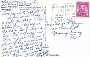 Hampton Beach New Hampshire~Sunbathers & Marine Memorial~1965 Postcard