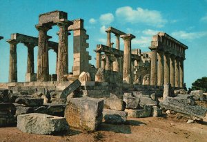 Postcard Aegina The Temple of Aphaia Ancient Greek Temple Aigina Greece
