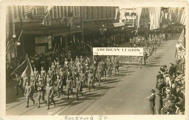 IL, Rockford, Illinois, Parade, American Legion, RPPC