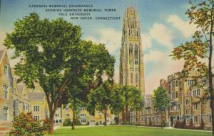 Harkness Memorial Quadrangle Yale University New Haven CT Vintage Postcard E1