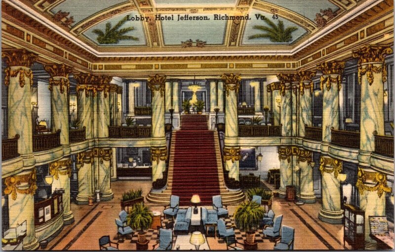 Linen Postcard Lobby at Hotel Jefferson in Richmond, Virginia