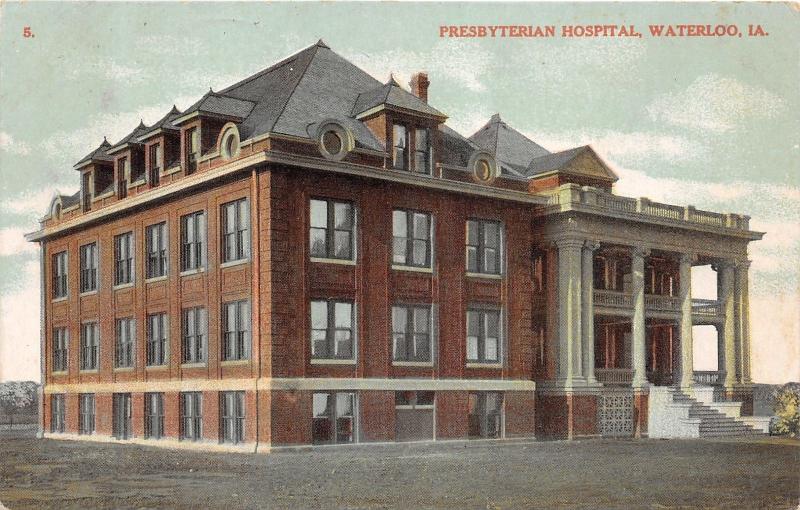 Waterloo Iowa~Presbyterian Church~Greek Ionic Columns @ Doorway~1908 Postcard