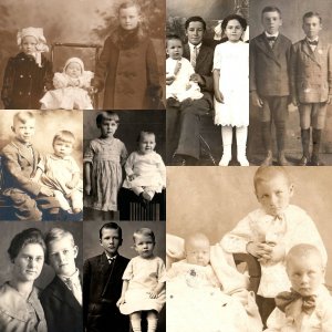 x8 LOT c1910s Children Siblings RPPC Boy Girl Brothers Sisters Real Photo A175