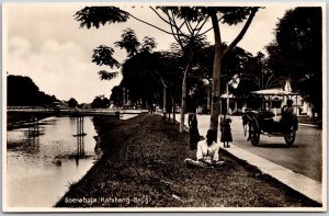 Soerabaja Katabang Brug Indonesia Bridge Roadway Real Photo RPPC Postcard