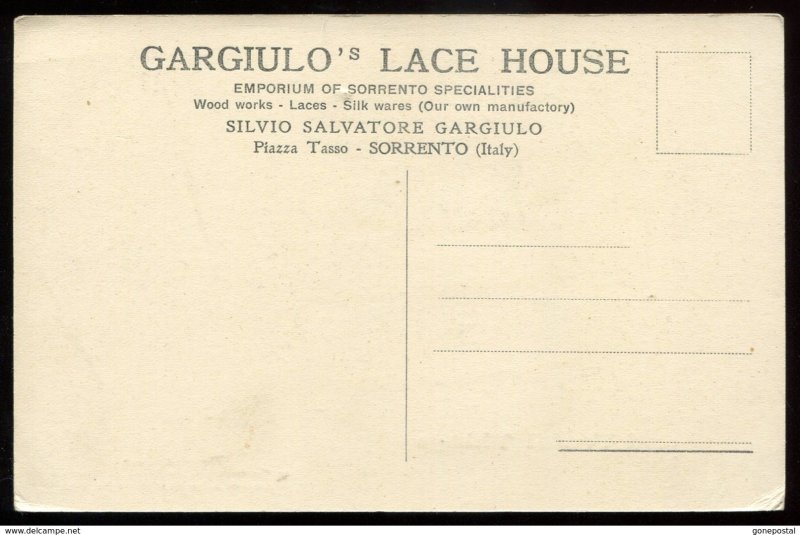 dc1769 - ITALY Sorrento 1910s Gargiulo's Lace House Advertising. Singer CARUSO