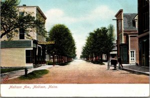 Vtg Madison Maine ME Madison Avenue Street View 1907 UDB Postcard