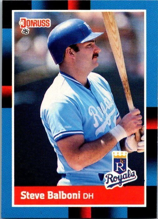 1988 Donruss Baseball Card Steve Balboni Kansas City Royals sk9470