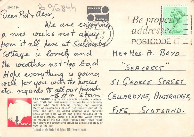 B96844 salcombe from fisherman s cove devon uk