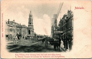 Australia Adelaide King William Street Showing Town Hall Vintage RPPC C035