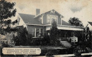 J17/ Sanford North Carolina Postcard c1940s Evergreen Tourist Home 78