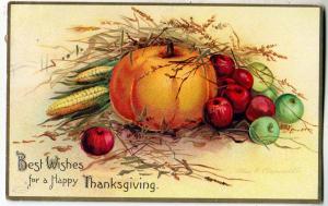 Thanksgiving - Pumpkin, Apples & signed Ellen H Clapsaddle