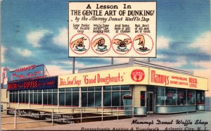 Linen Postcard Mammy's Donut Waffle Shop in Atlantic City, New Jersey