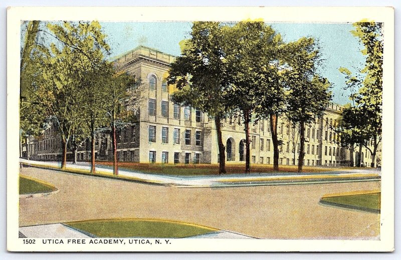 1918 Beauty Cafe Academy Utica New York NY Roadway View Building Posted Postcard