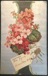 Postcard Used No Stamp Flowers “Greetings from..”  WI LB