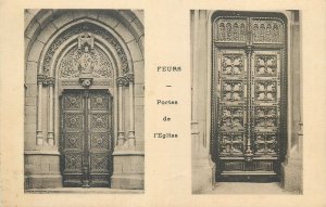 Postcard France Feurs Portes de l'eglise