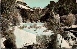 Vtg 1910s Winter Scene Snow Mountains Yosemite Valley California CA Postcard