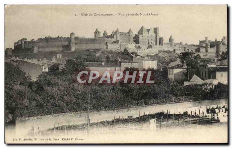 Old Postcard La Cite Carcassonne Vue Generale North West