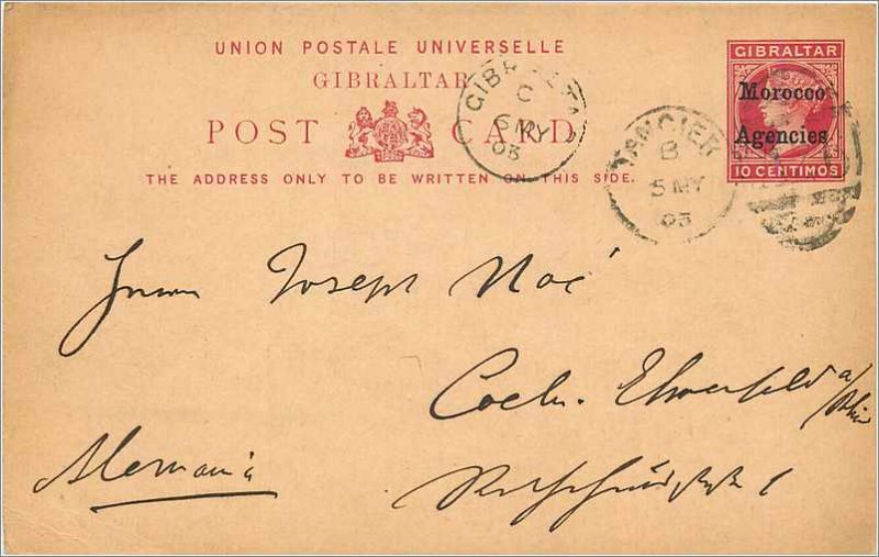 Entier Postal Stationery Postal Britain Great Britain to Morocco in 1903 Koel...