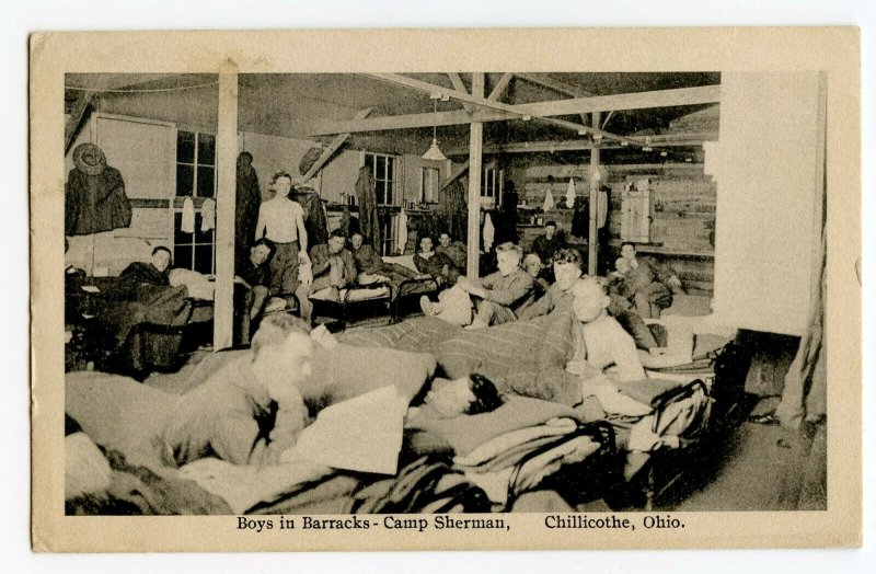 Postcard Boys in Barracks Camp Sherman Chillicothe Ohio Standard View Card