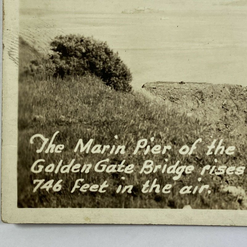 c.1930s Construction Marin Pier Golden Gate Bridge Tower San Francisco RPPC