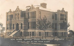 Pryor Okla new school Mayes County c 1909 RPPC postcard AS136
