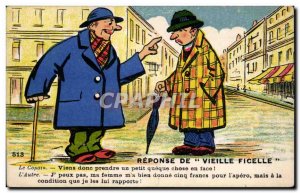 Humor - Illustration - Response of Old String - Old Postcard