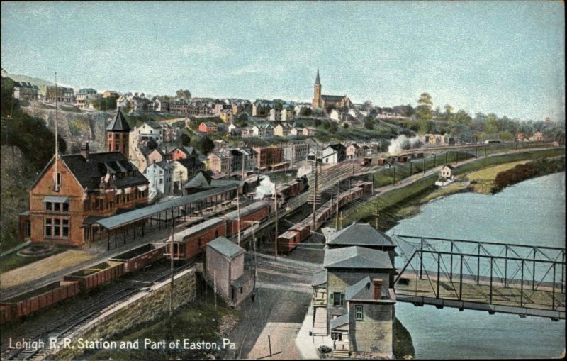 Easton PA Lehigh RR Train Station Depot c1910 Postcard