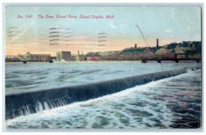 1910 Dam Grand River Bridge Buildings Grand Rapids Michigan MI Vintage Postcard