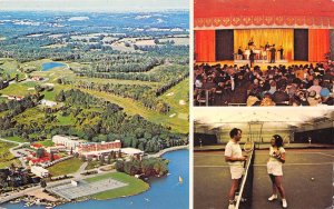 Swan Lake New York 1960s Postcard Stevensville Country Club Tennis