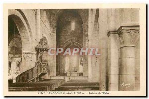 Old Postcard Langogne Lozere Interior of the Church