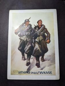 Mint Italy Military Postcard Soldiers Return From Maneuvers