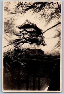 Hirosaki Aomori Prefecture Japan Postcard Hirosaki Castle 1957 RPPC Photo