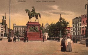 Vintage Postcard 1910's Kaiser Wilhelm-Denkmal Monument Hamburg, Germany