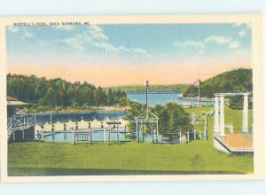 Linen SWIMMING POOL SCENE Back Narrows In Boothbay Maine ME AF2427